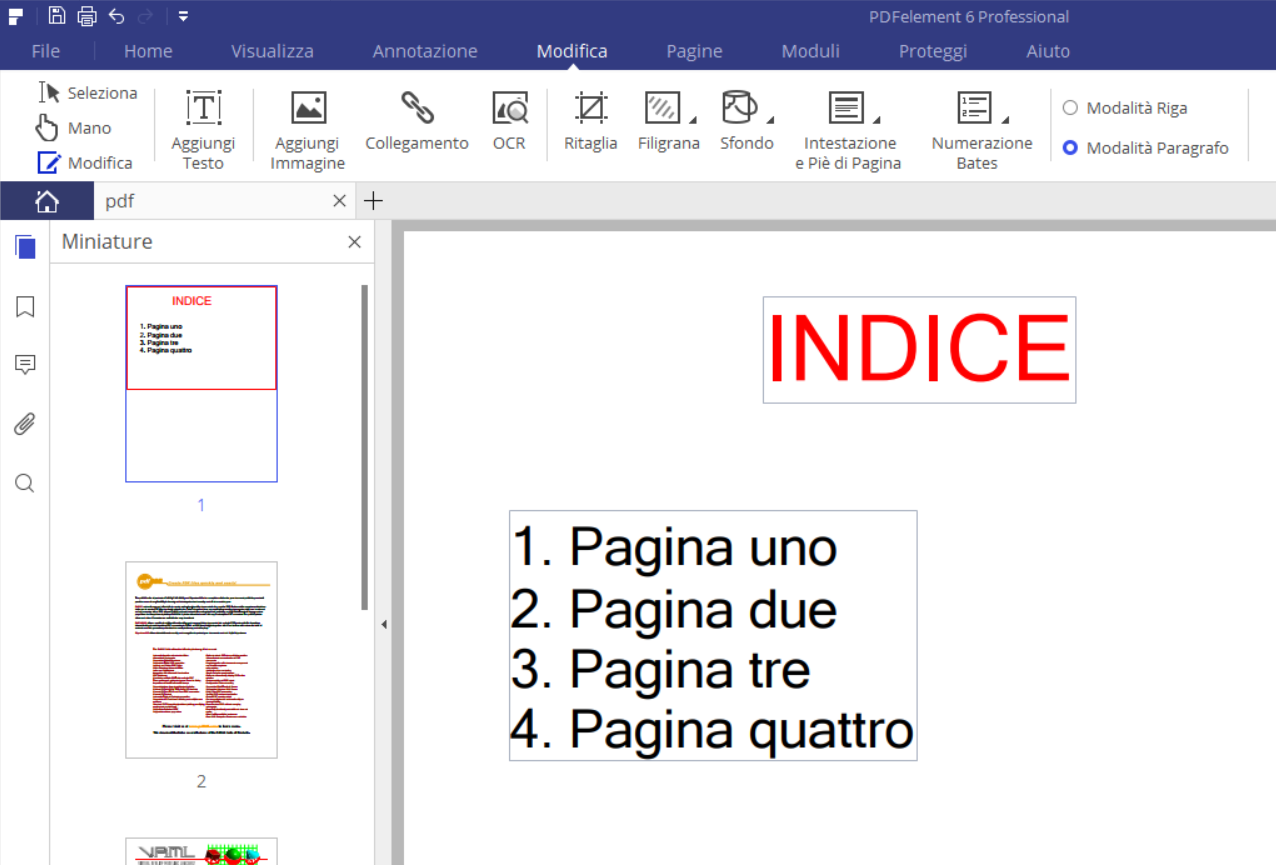 Creare e aggiungere un indice cliccabile ad un PDF