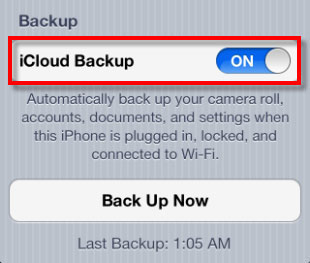 attiva backup icloud