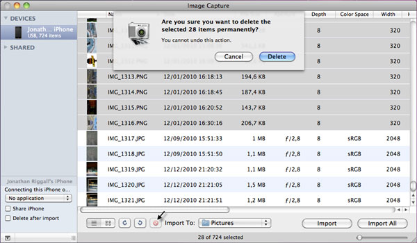 Eliminare foto su un dispositivo iOS