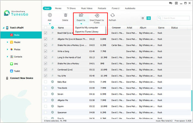 Trasferire Musica da iPad al PC