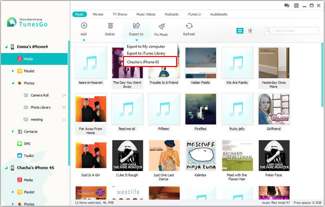 Trasferire Musica da iPhone a iPhone 18/17
