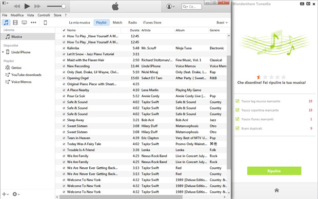 ripulire itunes