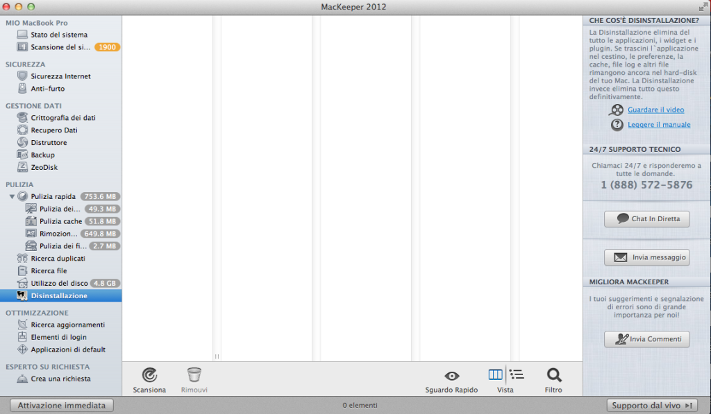 disinstallazione mac