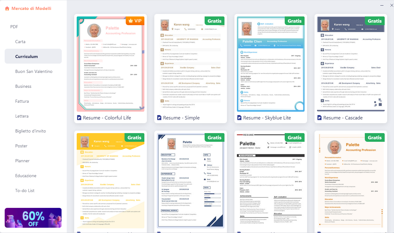 Curriculum Vitae in PDF Pronto da Compilare