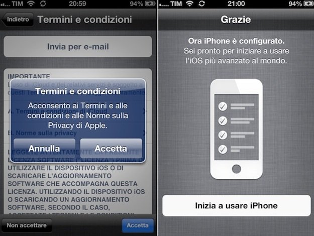 attivare iphone senza sim