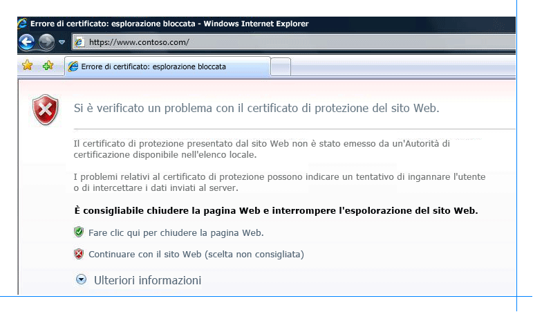 errore certificato internet explorer