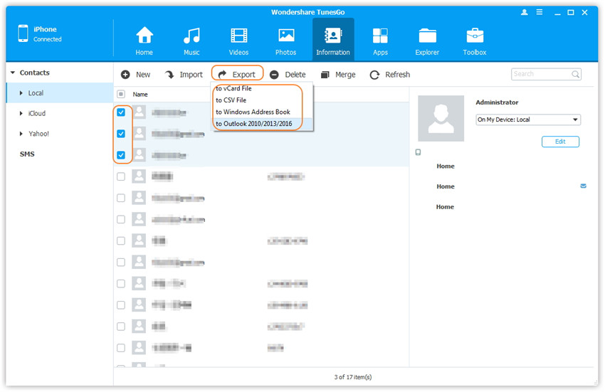 Sincronizzare i contatti e altre informazioni con iPod nano o iPod classic