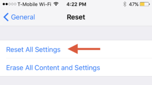 Fixed My iPhone won't backup-Reset All Settings