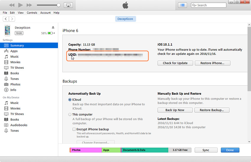 How to find UDID with iTunes-copy the identifier
