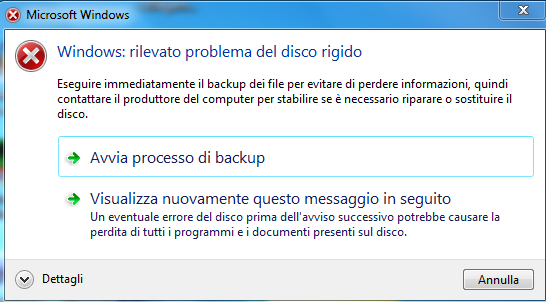 Risolvere Errore Windows: Rilevato Problema Disco Rigido