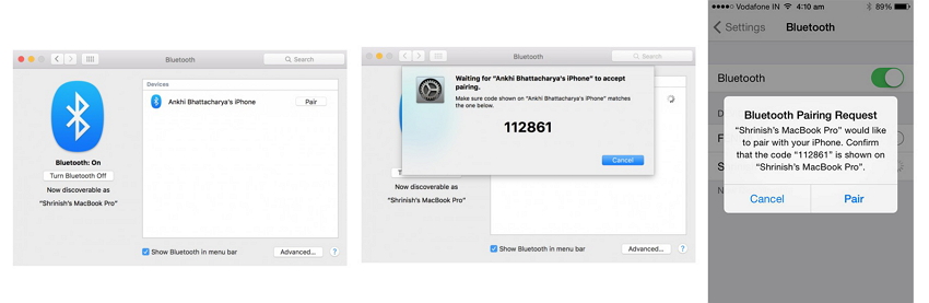 Collegare iPhone al Mac via Bluetooth