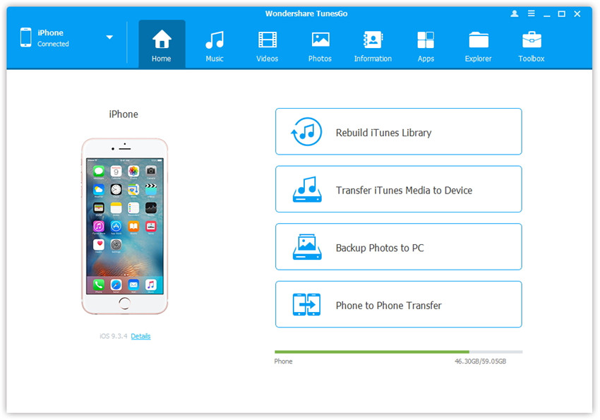 iphone collegato al PC tramite TunesGO