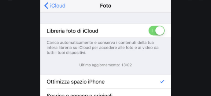 Disattivare Libreria Foto iCloud per Eliminare Foto da iPhone e Lasciarle su iCloud