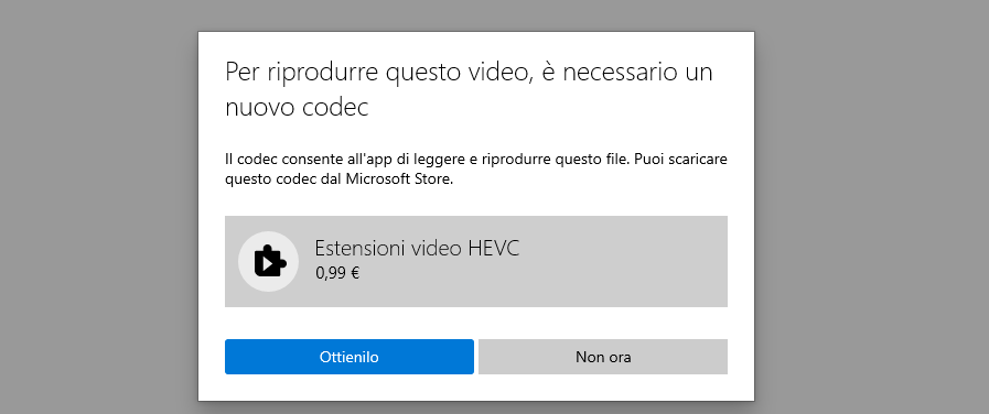 Errore Codec Video Mancante 0xc00d5212. Che fare?