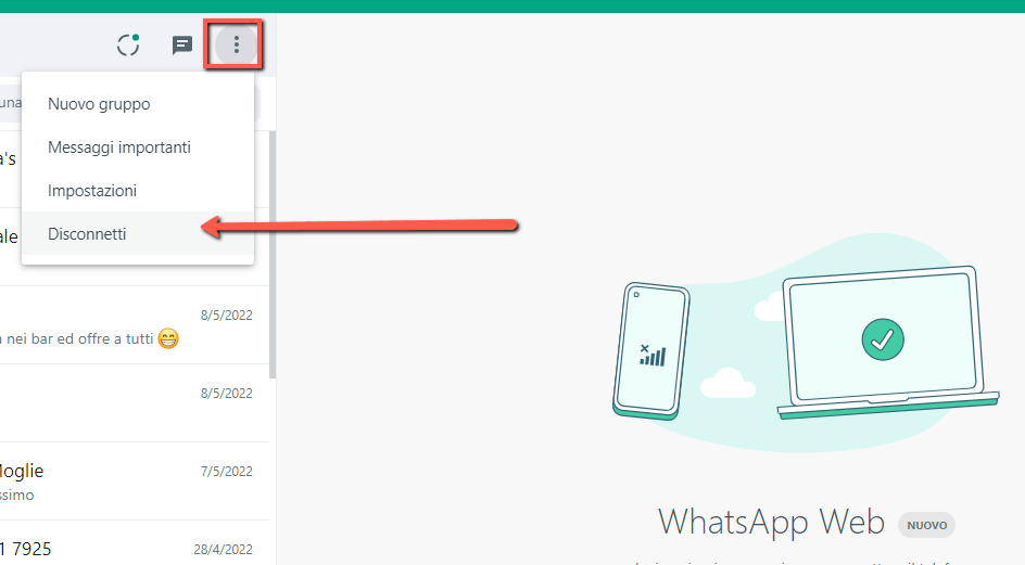 Come uscire e disconnettersi da WhatsApp senza eliminare account