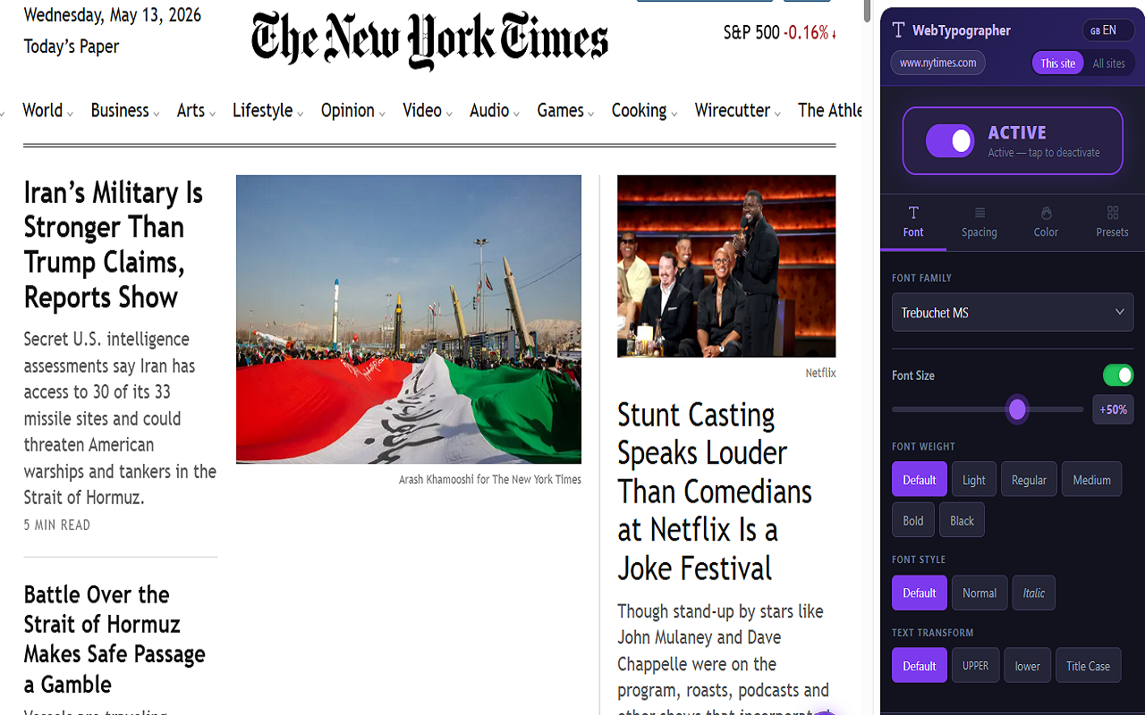 WebTypographer: cambia font e dimensione testo su qualsiasi sito web