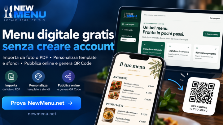 Creare un menu digitale gratis e senza creare account: ecco NewMenu.net